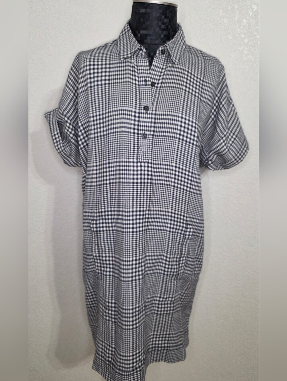 Toad&Co Black and White Gingham Shirt Dress